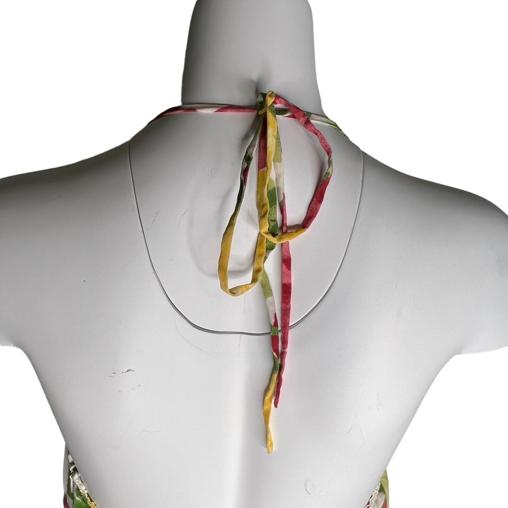 Ann Taylor Loft Silk Halter Dress Size 12‎ Tropical Floral Open Back Pink Yellow - Picture 5 of 10